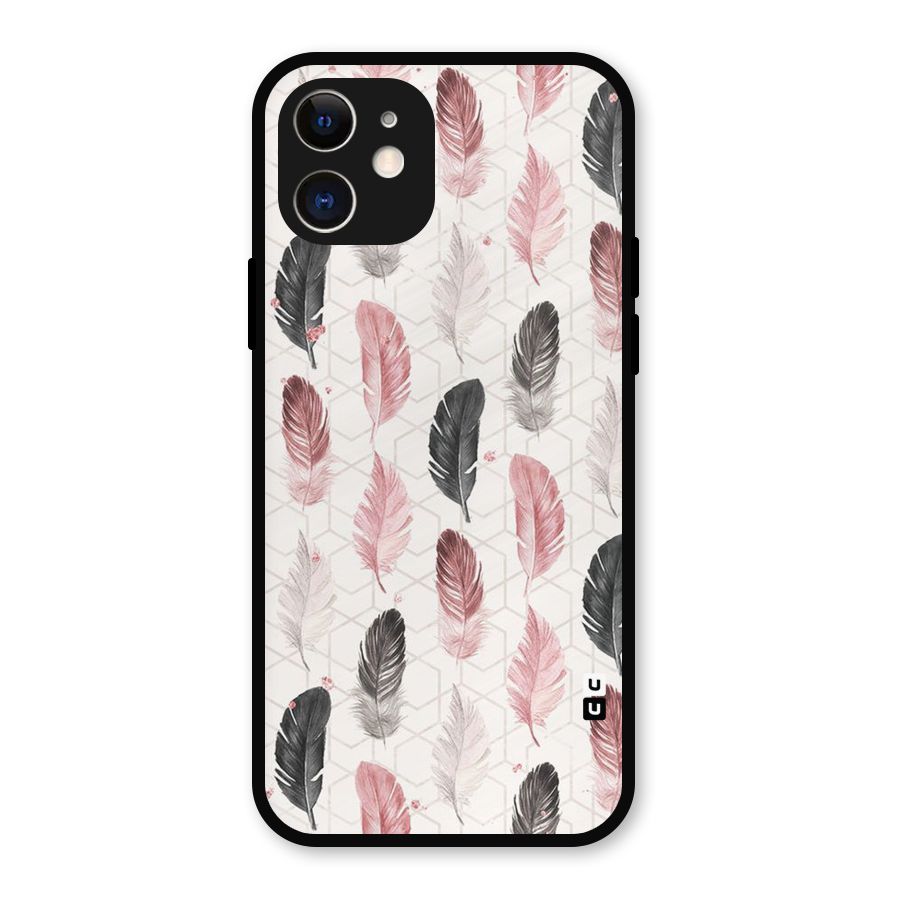 Feather Line Pattern Metal Back Case for iPhone 12