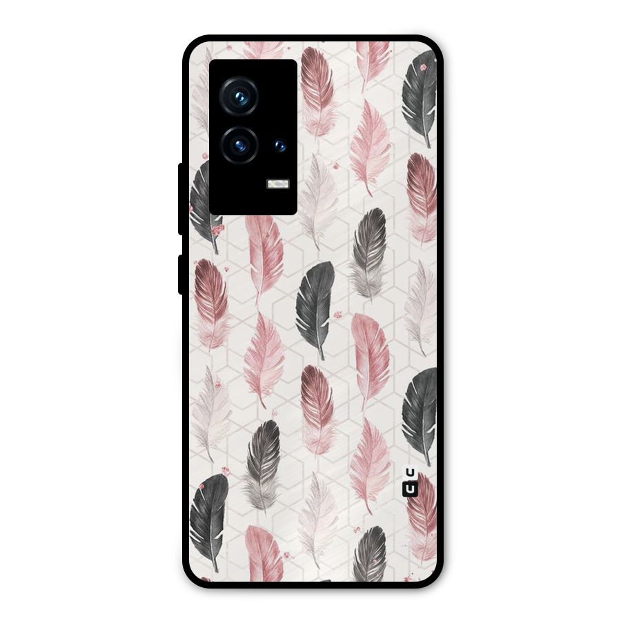 Feather Line Pattern Metal Back Case for iQOO 9 5G