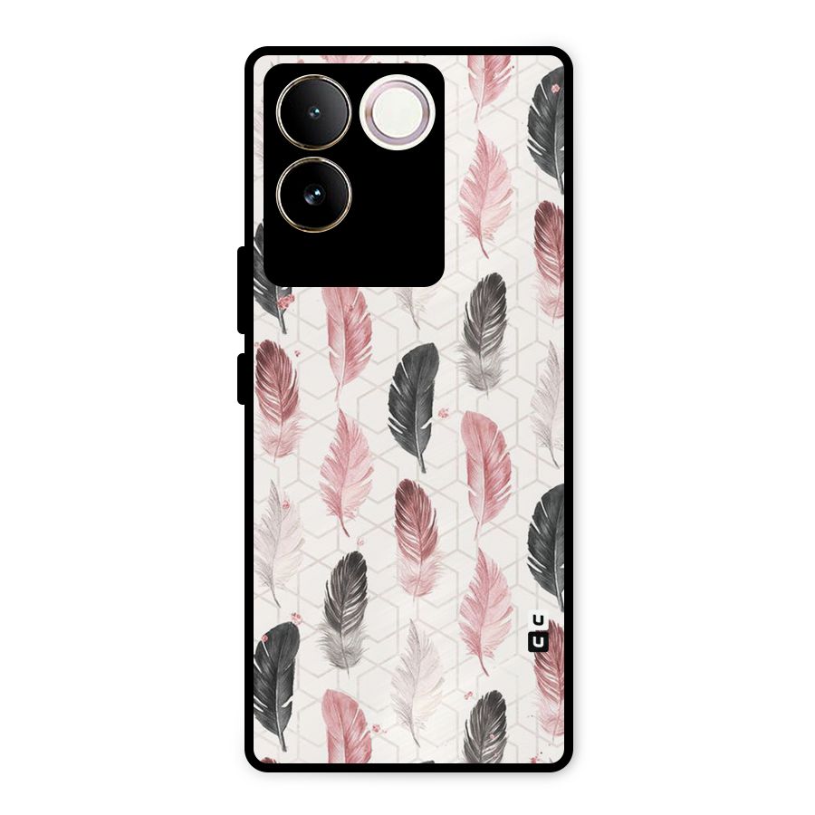 Feather Line Pattern Metal Back Case for iQOO Z7 Pro