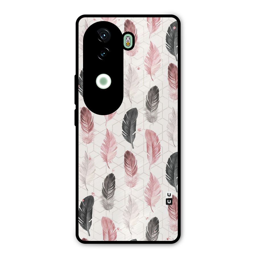 Feather Line Pattern Metal Back Case for iQOO Z9s