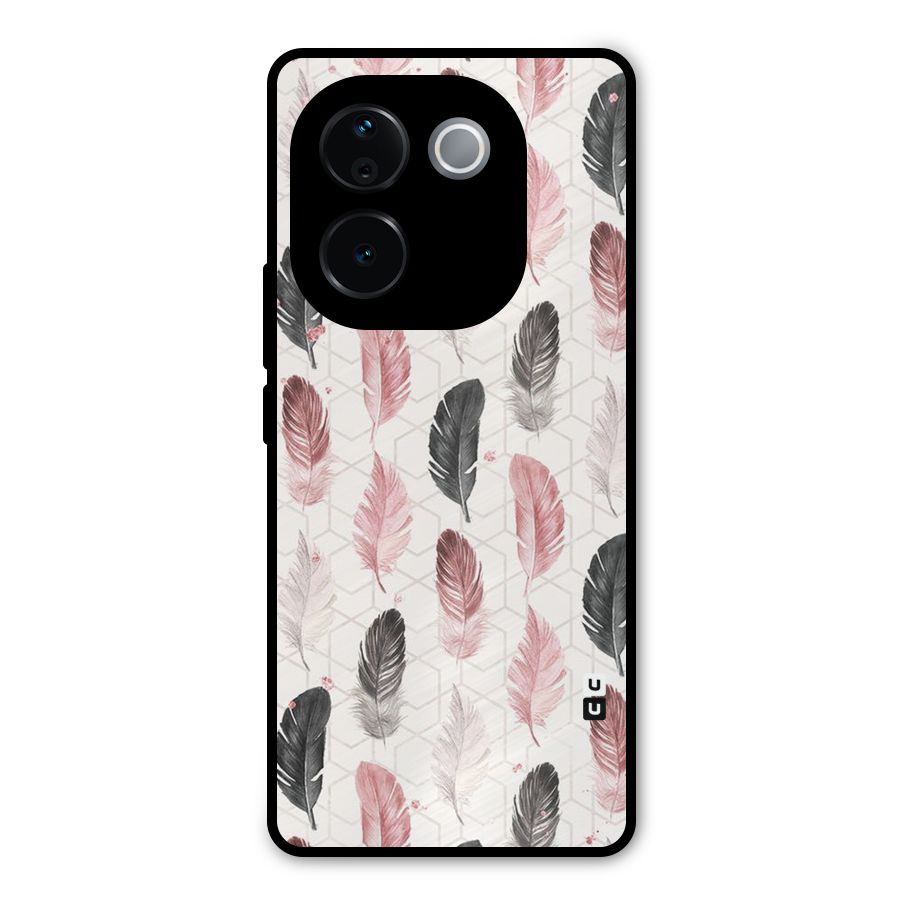 Feather Line Pattern Metal Back Case for iQOO Z9s Pro