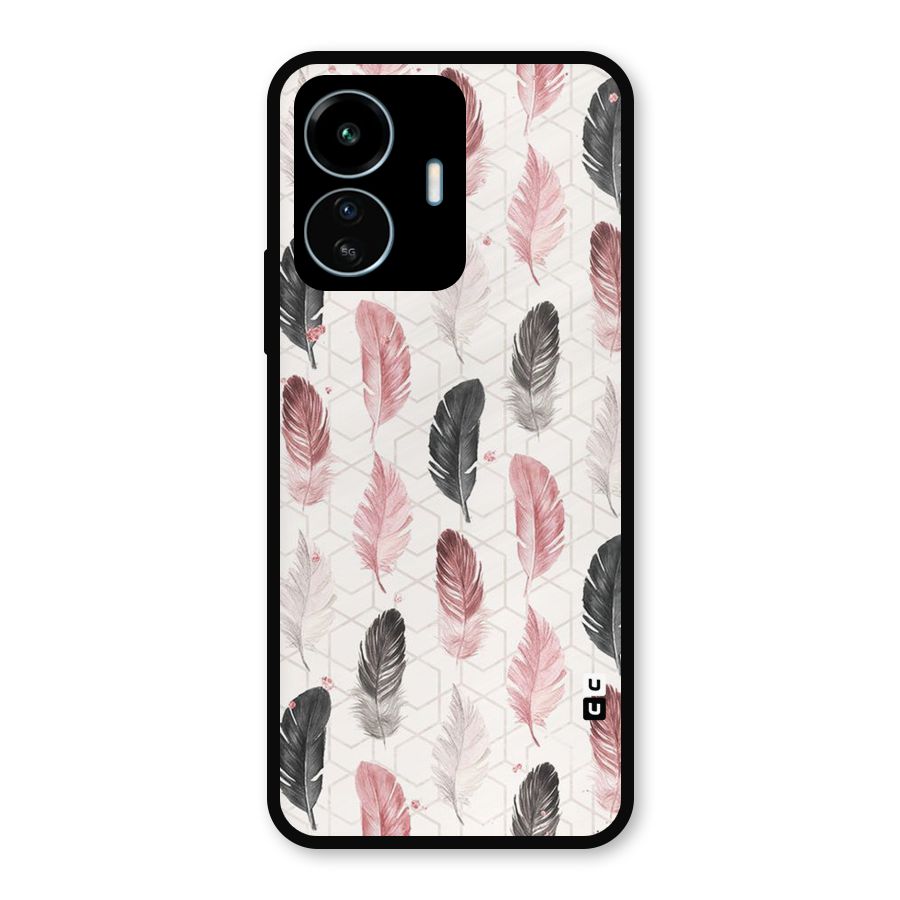 Feather Line Pattern Metal Back Case for vivo iQOO Z6 Lite 5G