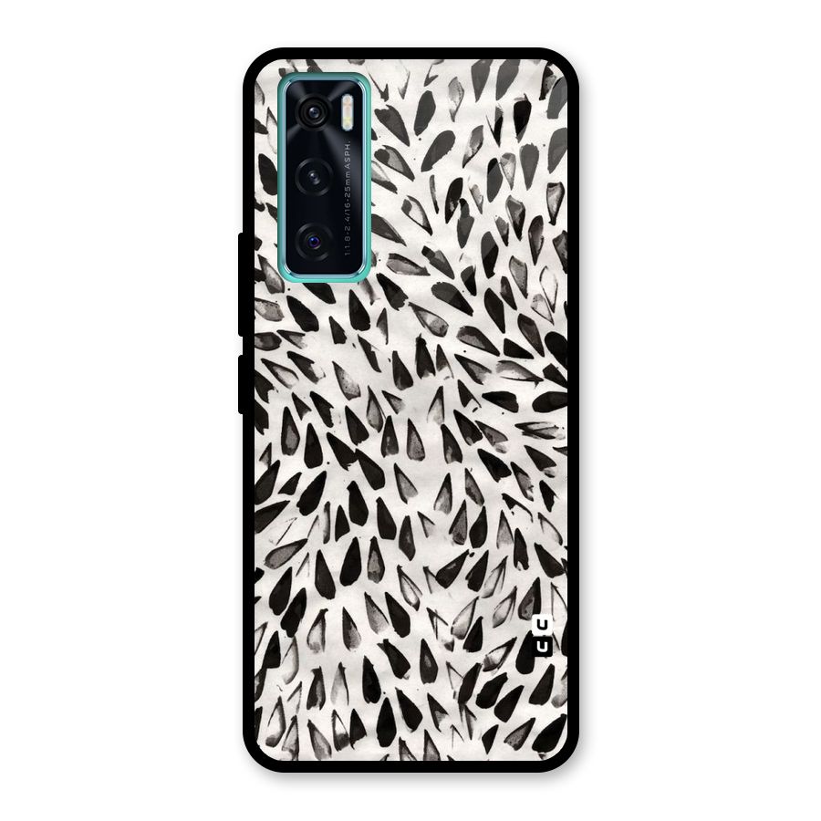Feather Pattern Colorless Glass Back Case for Vivo V20 SE
