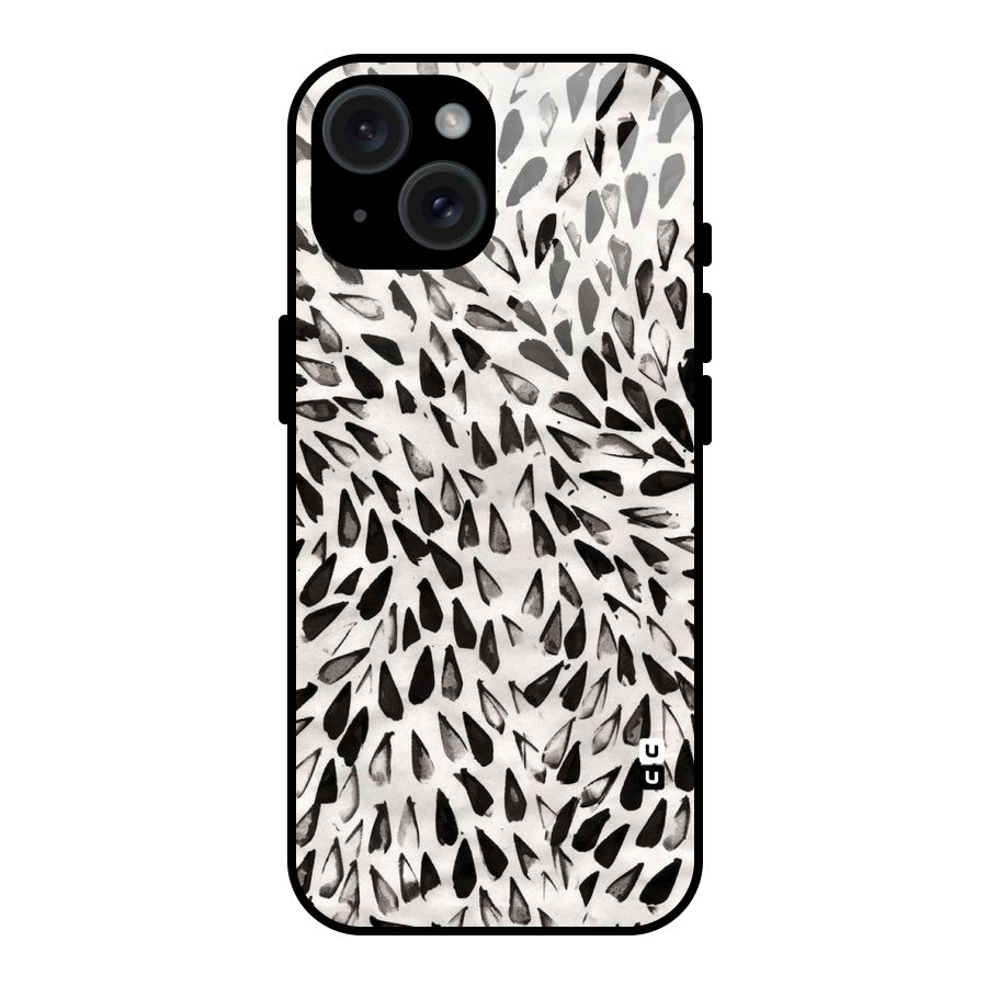 Feather Pattern Colorless Glass Back Case for iPhone 15