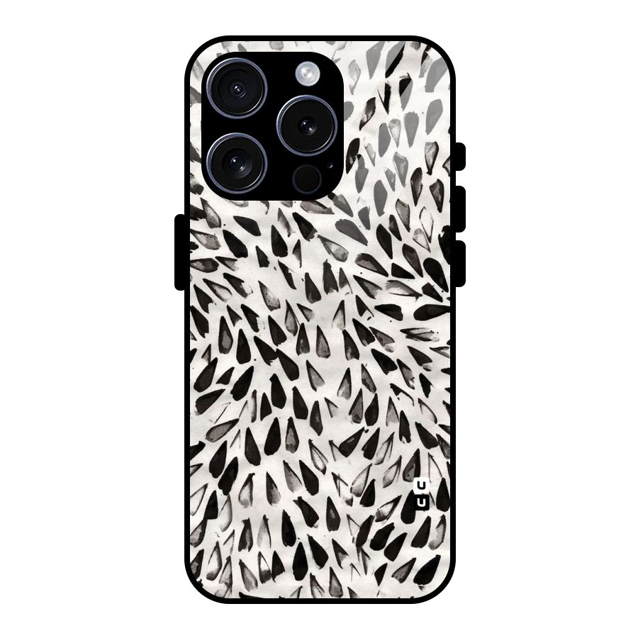 Feather Pattern Colorless Glass Back Case for iPhone 15 Pro