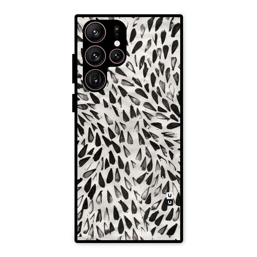 Feather Pattern Colorless Metal Back Case for Galaxy S22 Ultra 5G