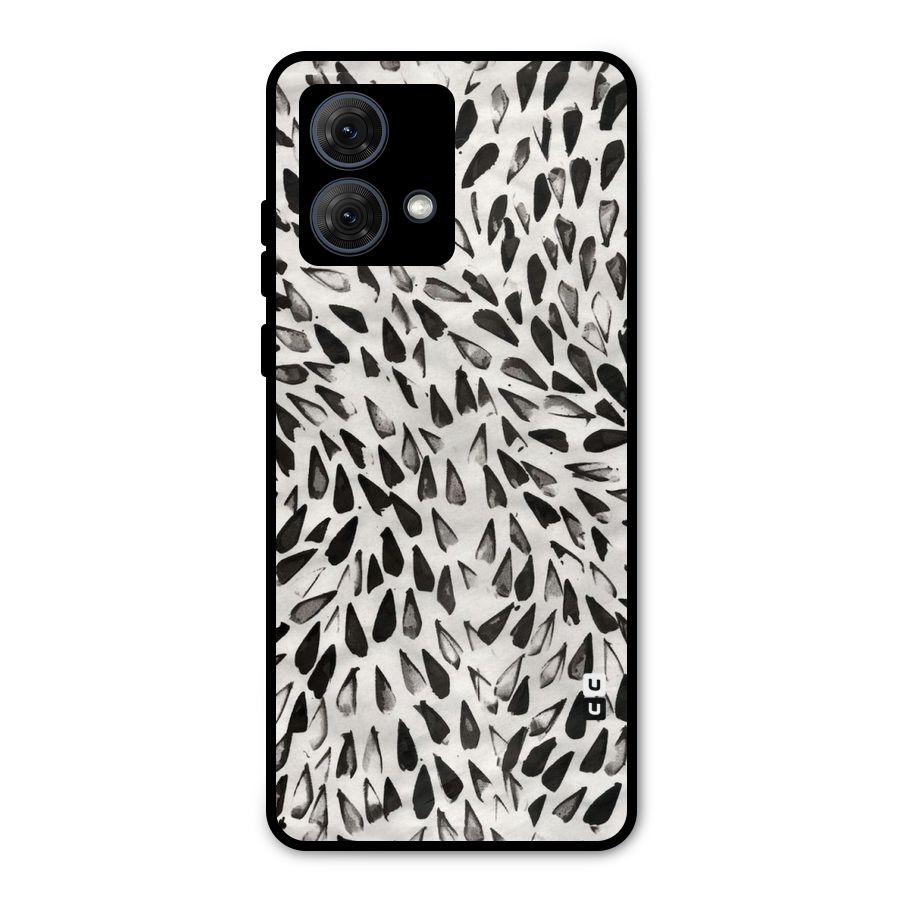 Feather Pattern Colorless Metal Back Case for Moto G84