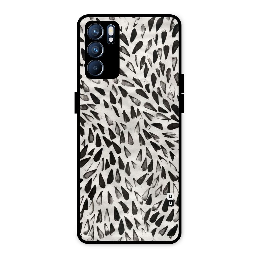 Feather Pattern Colorless Metal Back Case for Oppo Reno6 5G