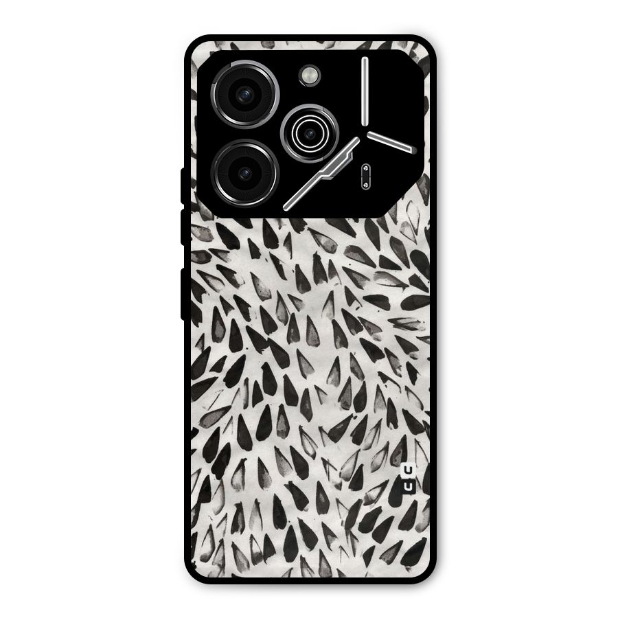 Feather Pattern Colorless Metal Back Case for Tecno Pova 6 Pro
