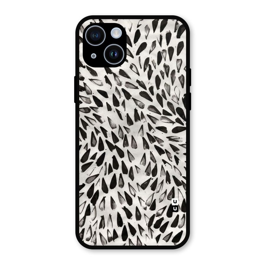Feather Pattern Colorless Metal Back Case for iPhone 14