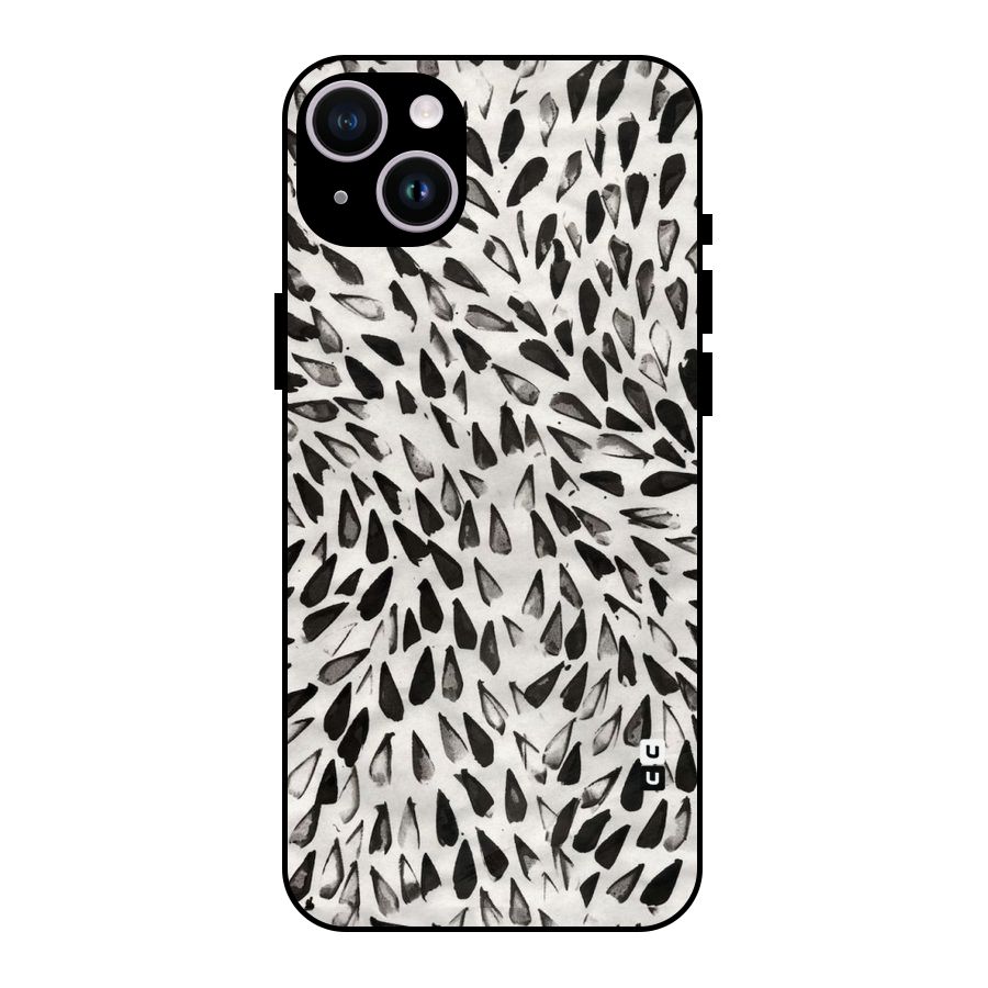 Feather Pattern Colorless Metal Back Case for iPhone 14 Plus