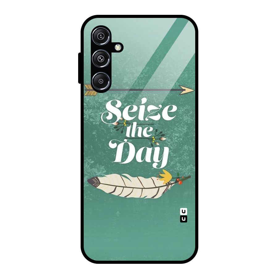 Feather Seize Glass Back Case for Galaxy M34 5G
