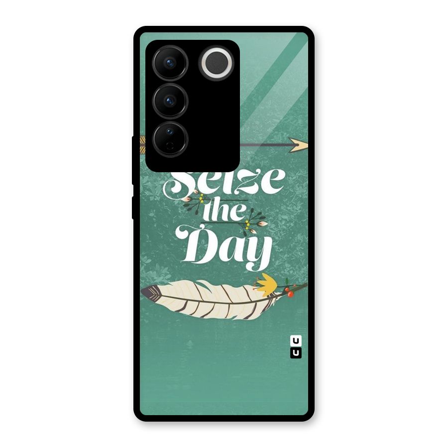 Feather Seize Glass Back Case for Vivo V27