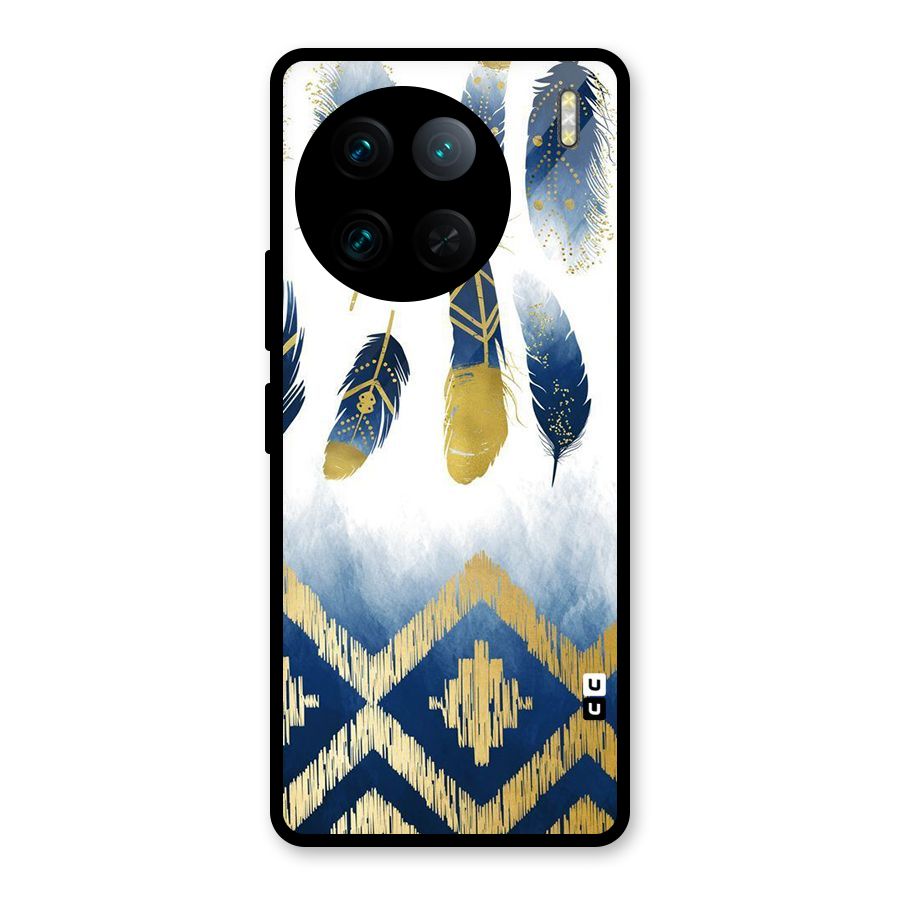 Feathers Beauty Glass Back Case for Vivo X90 Pro