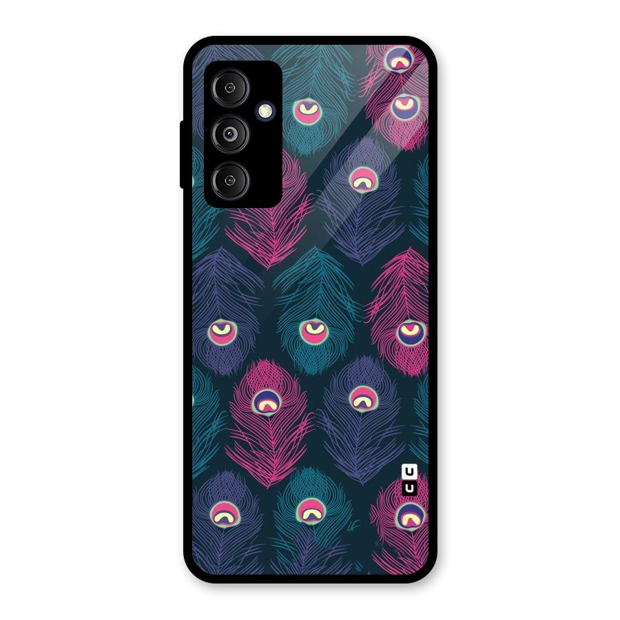 Feathers Patterns Glass Back Case for Galaxy M14 5G