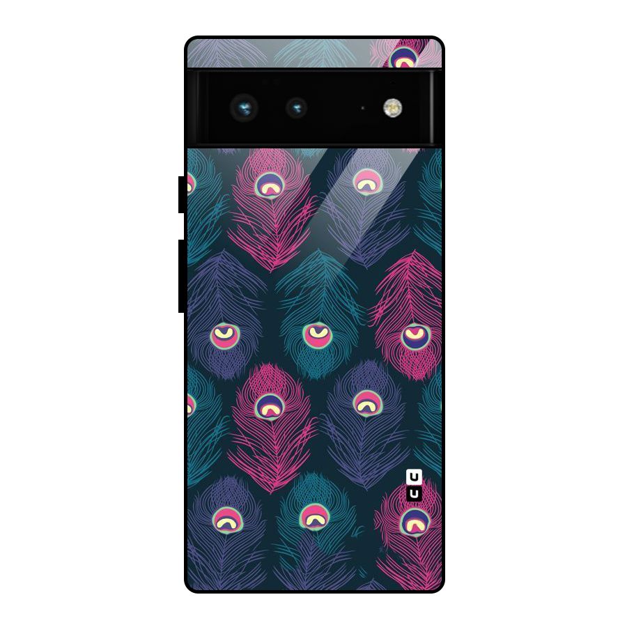 Feathers Patterns Glass Back Case for Google Pixel 6