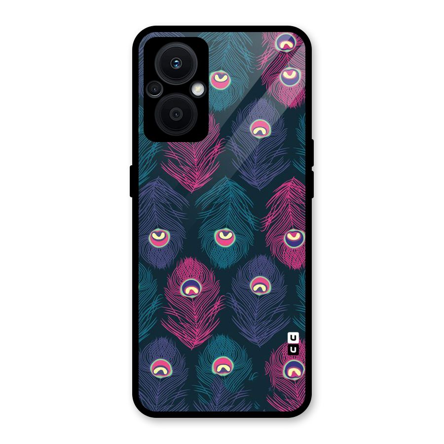 Feathers Patterns Glass Back Case for Oppo F21s Pro 5G