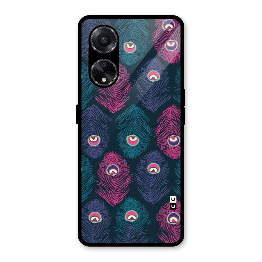Feathers Patterns Glass Back Case for Oppo F23