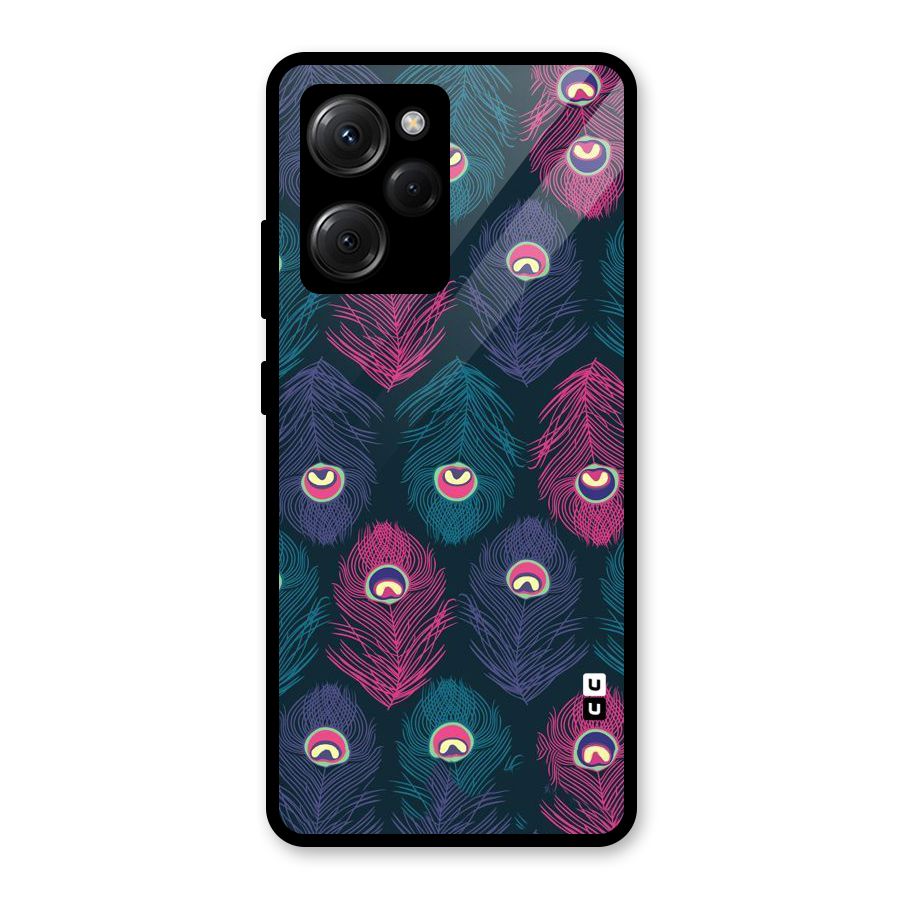 Feathers Patterns Glass Back Case for Poco X5 Pro