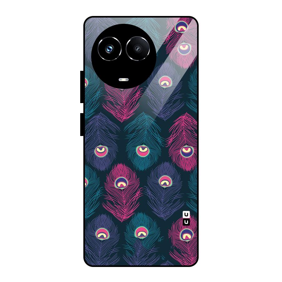 Feathers Patterns Glass Back Case for Realme 11X