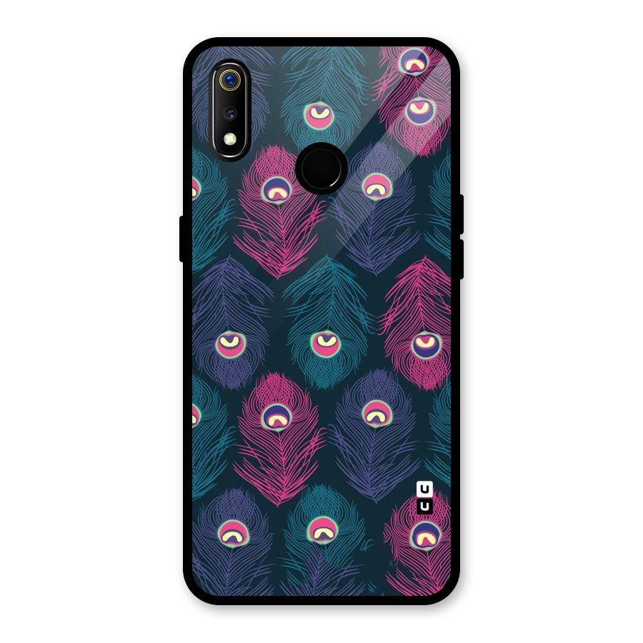 Feathers Patterns Glass Back Case for Realme 3