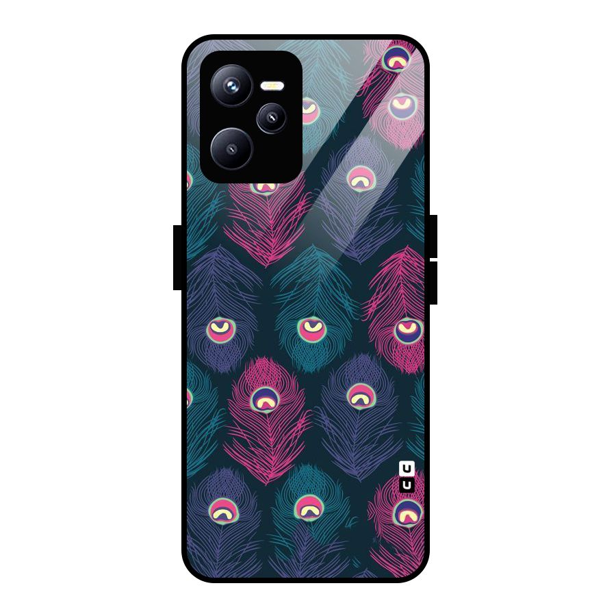 Feathers Patterns Glass Back Case for Realme C35