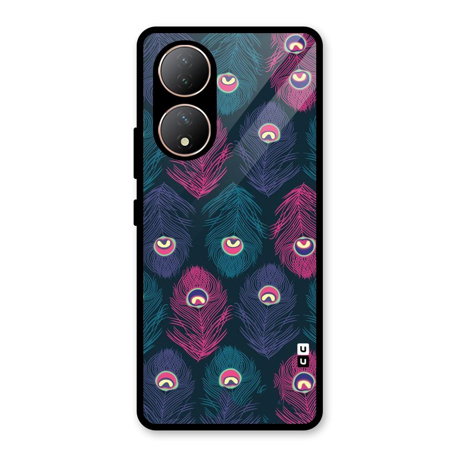 Feathers Patterns Glass Back Case for Vivo Y100A