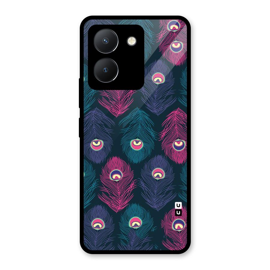 Feathers Patterns Glass Back Case for Vivo Y36