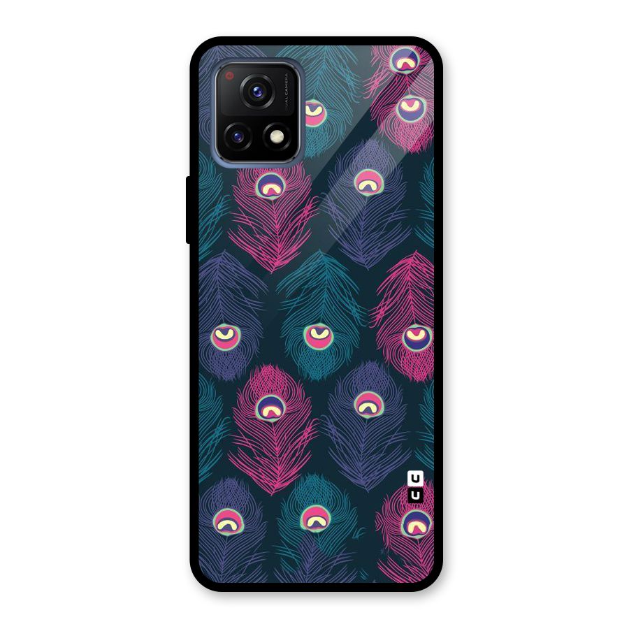 Feathers Patterns Glass Back Case for Vivo Y72 5G