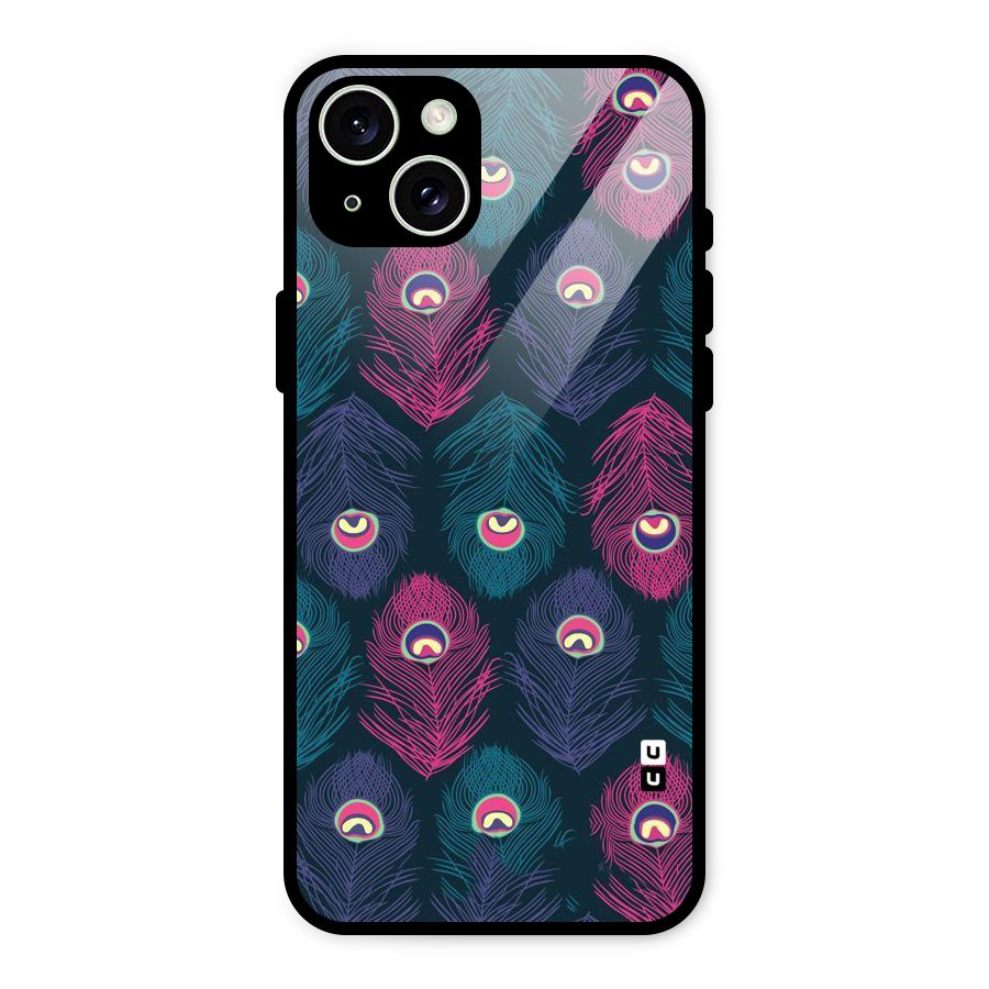 Feathers Patterns Glass Back Case for iPhone 15 Plus