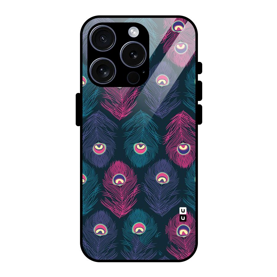 Feathers Patterns Glass Back Case for iPhone 15 Pro