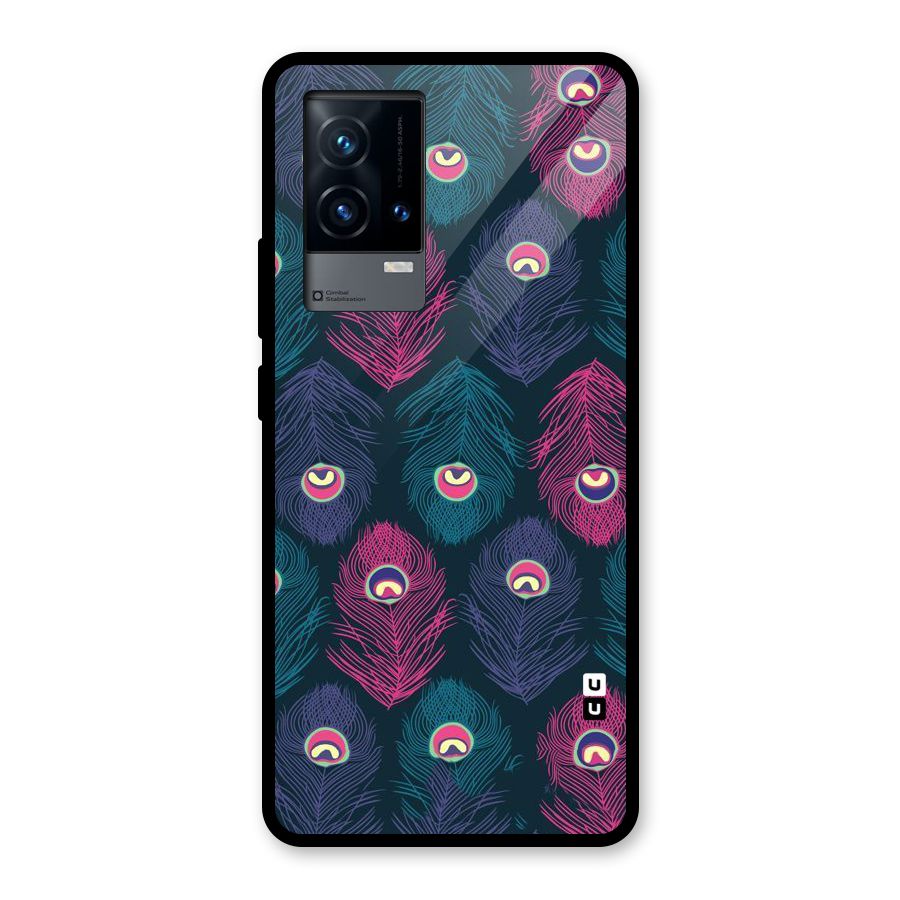 Feathers Patterns Glass Back Case for iQOO 9 5G