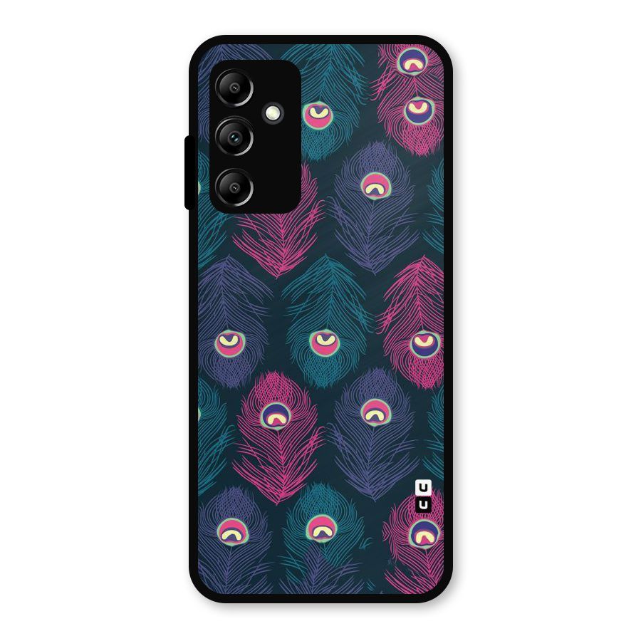 Feathers Patterns Metal Back Case for Galaxy A14 5G