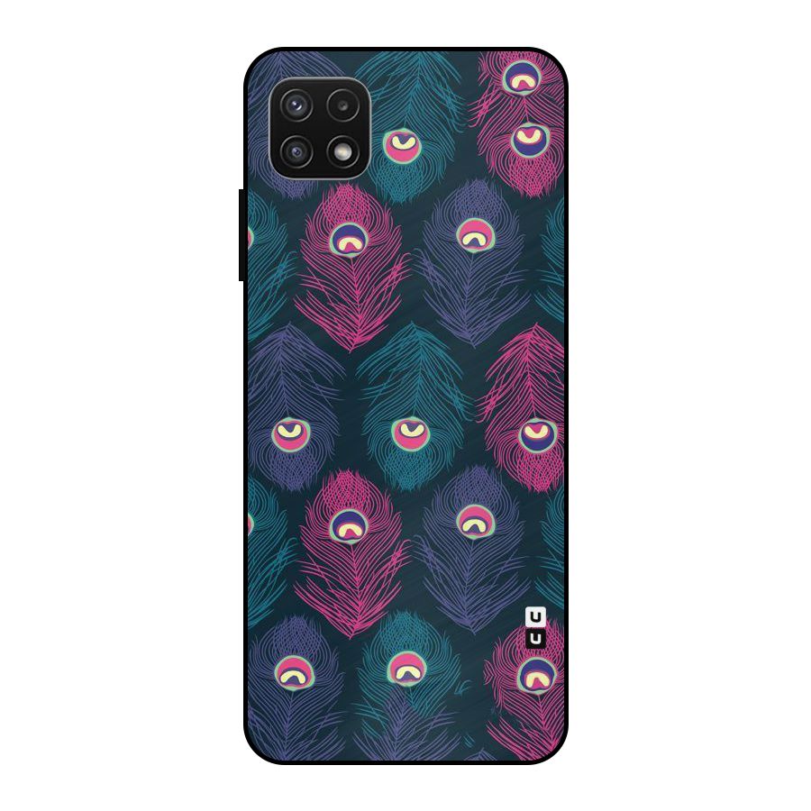 Feathers Patterns Metal Back Case for Galaxy A22 5G