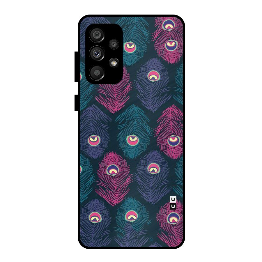 Feathers Patterns Metal Back Case for Galaxy A73 5G