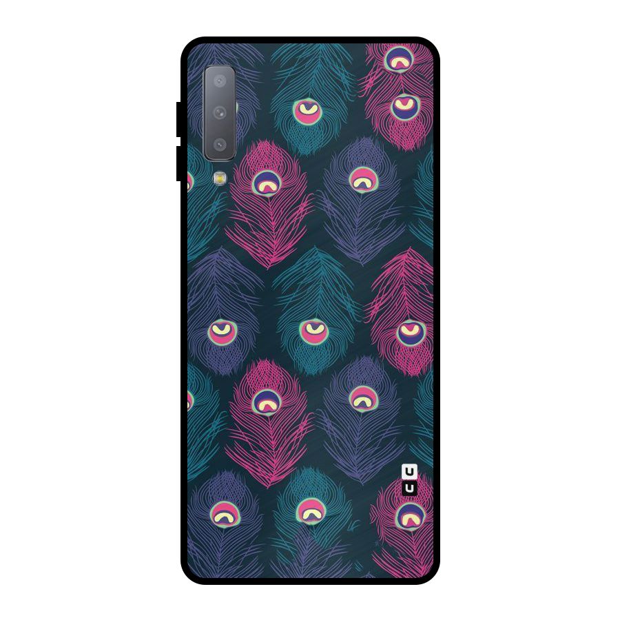Feathers Patterns Metal Back Case for Galaxy A7 (2018)