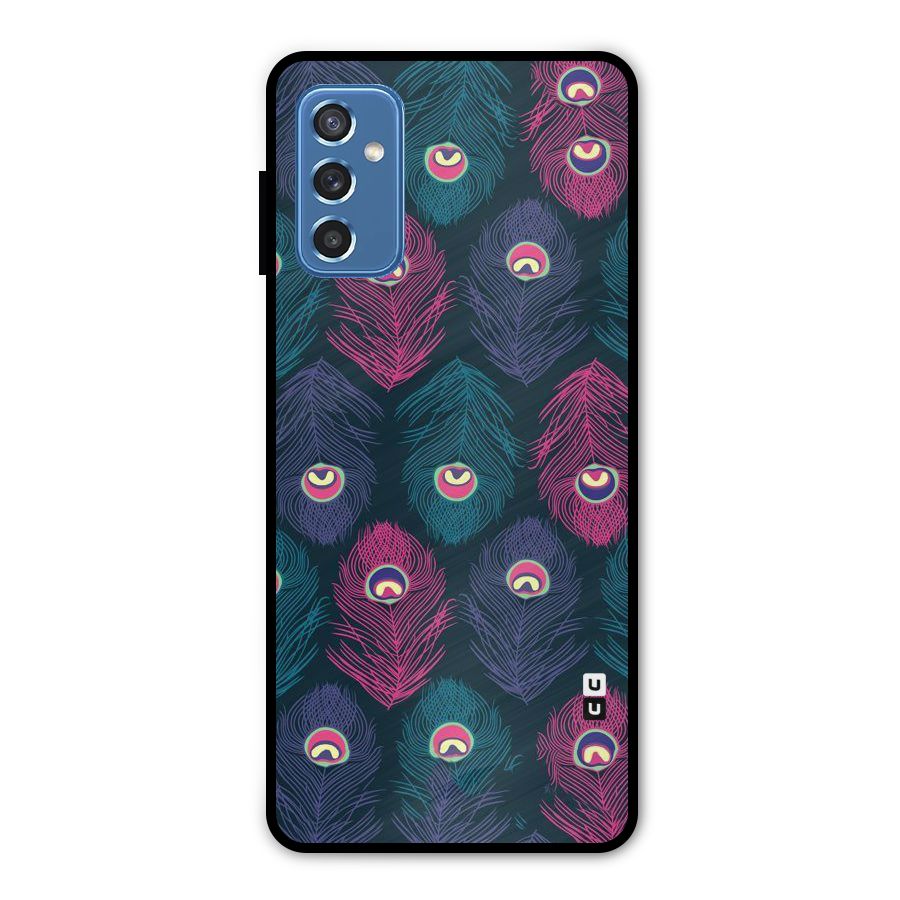 Feathers Patterns Metal Back Case for Galaxy M52 5G