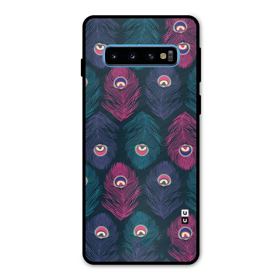 Feathers Patterns Metal Back Case for Galaxy S10