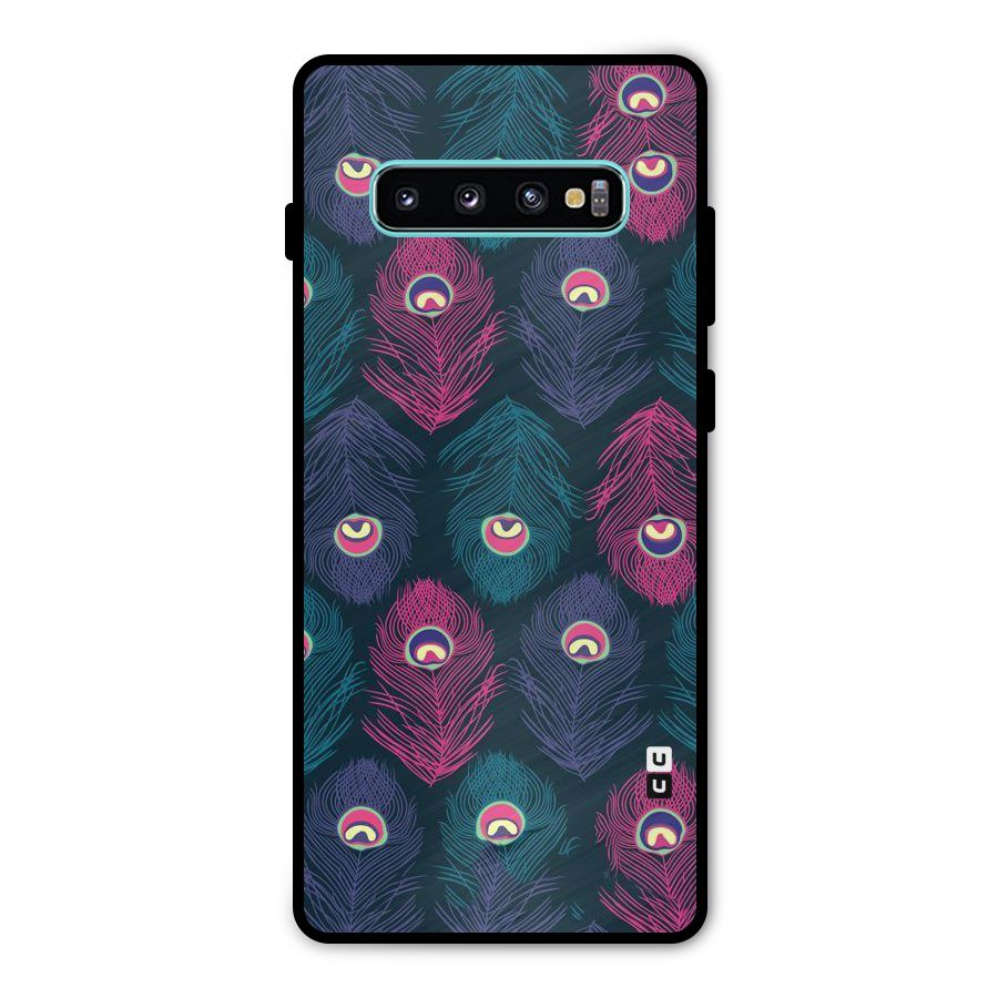 Feathers Patterns Metal Back Case for Galaxy S10 Plus
