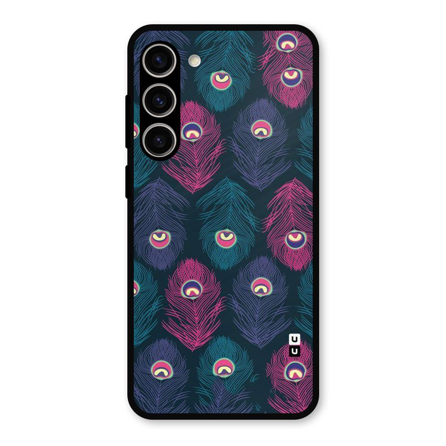Feathers Patterns Metal Back Case for Galaxy S23 Plus