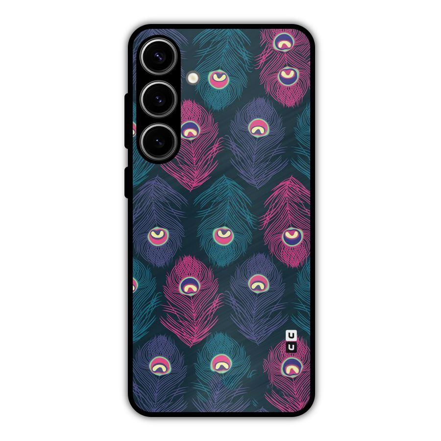 Feathers Patterns Metal Back Case for Galaxy S24 Plus