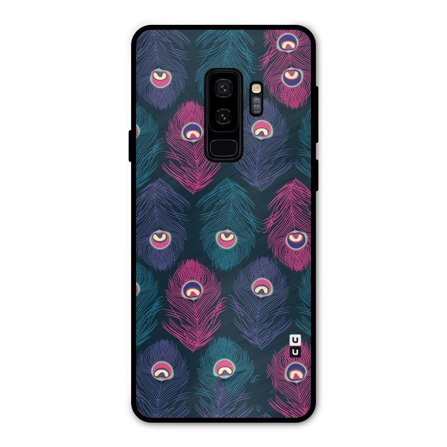 Feathers Patterns Metal Back Case for Galaxy S9 Plus