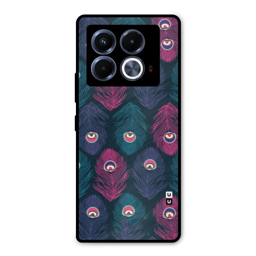 Feathers Patterns Metal Back Case for Infinix Note 40 5G