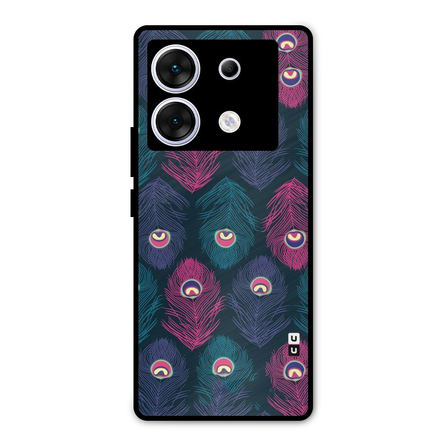 Feathers Patterns Metal Back Case for Infinix Zero 30 5G