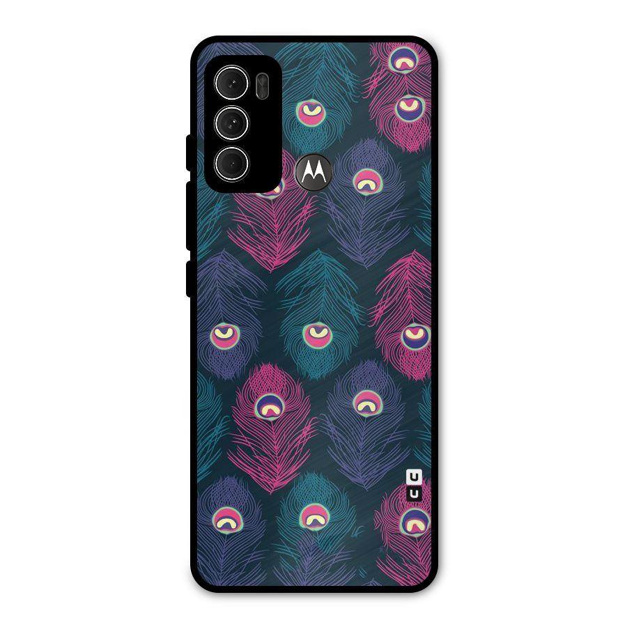 Feathers Patterns Metal Back Case for Moto G60