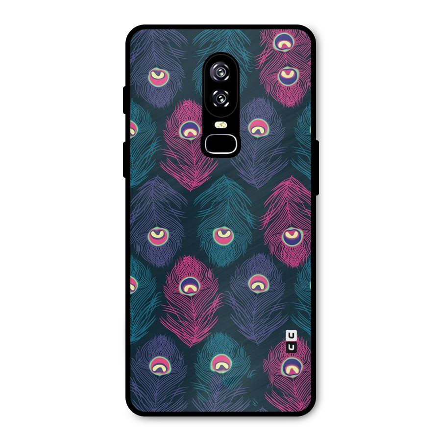 Feathers Patterns Metal Back Case for OnePlus 6