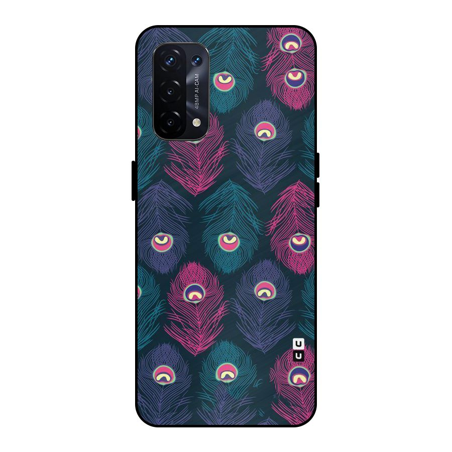 Feathers Patterns Metal Back Case for Oppo A74 5G