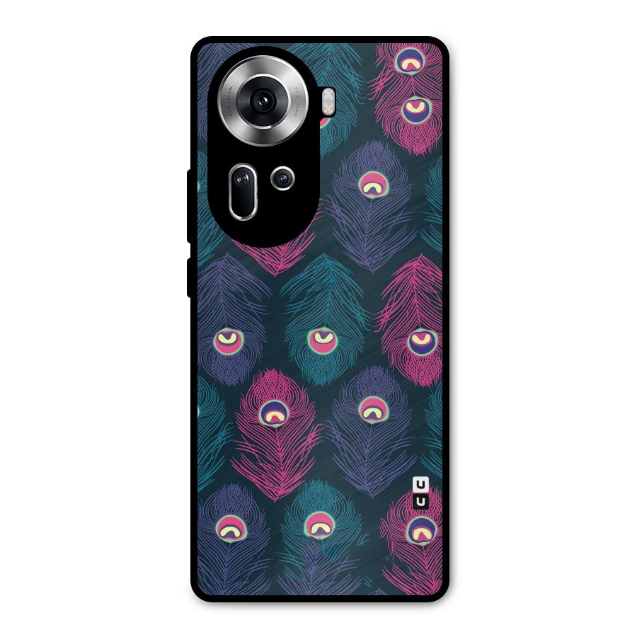 Feathers Patterns Metal Back Case for Oppo Reno11 5G