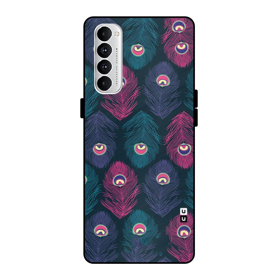 Feathers Patterns Metal Back Case for Oppo Reno4 Pro