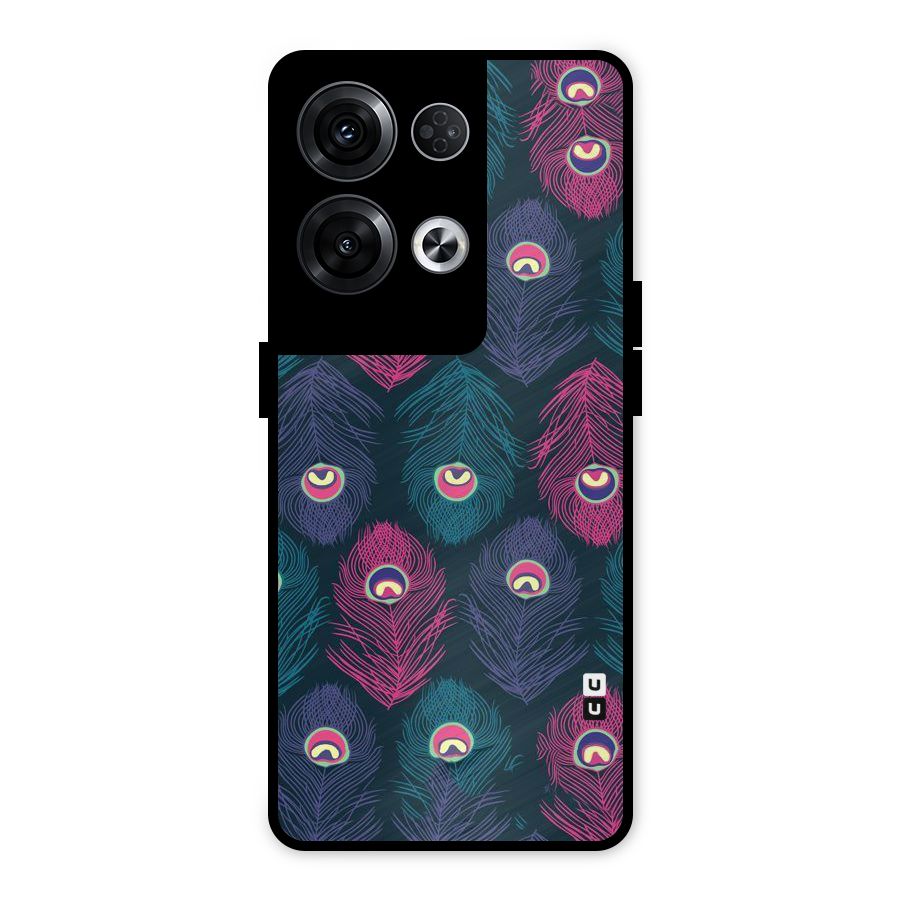 Feathers Patterns Metal Back Case for Oppo Reno8 Pro 5G